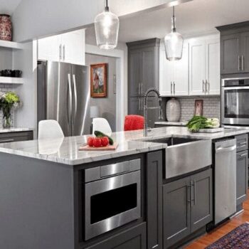 ProCraft Kitchen in Grey Gray custom kitchen cabinets with island